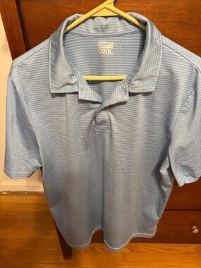 32 Degrees Light Blue Striped Polo Shirt